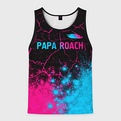 Майка-безрукавка мужская Papa Roach - neon gradient: символ сверху, цвет: 3D-черный