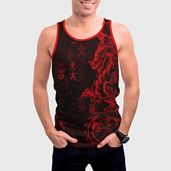 Майка-безрукавка мужская Красный дракон - иероглифы, цвет: 3D-красный — фото 2