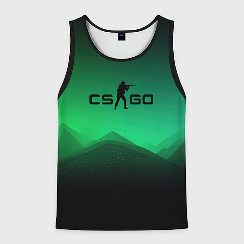 Мужская майка без рукавов CS GO green black background / 3D-Черный – фото 1