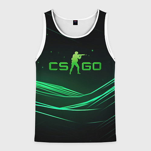 Мужская майка без рукавов CS GO green logo / 3D-Белый – фото 1