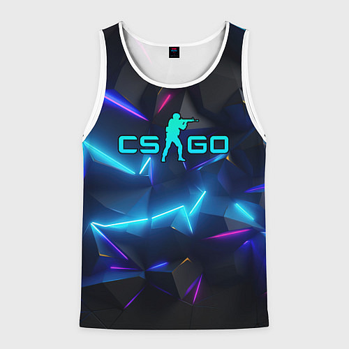 Мужская майка без рукавов CS GO neon style / 3D-Белый – фото 1