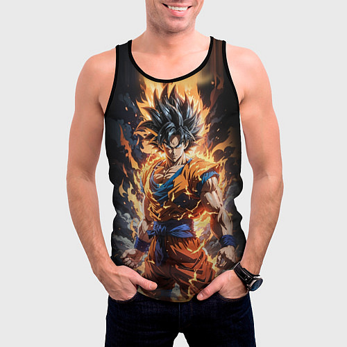 Мужская майка без рукавов Сон гоку - драгонболл / 3D-Черный – фото 3