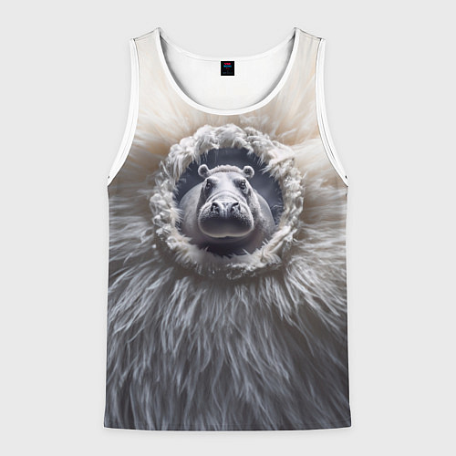Мужская майка без рукавов Брутальный бегемот / 3D-Белый – фото 1