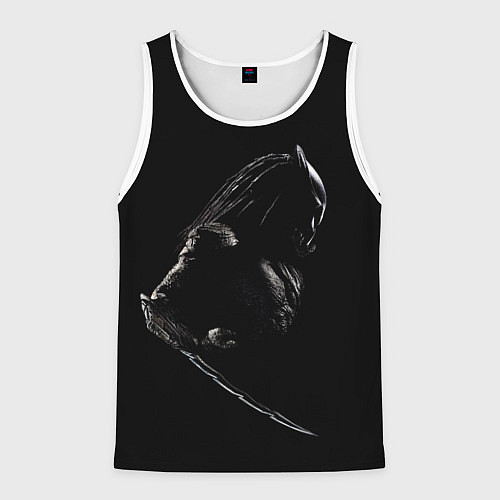 Мужская майка без рукавов Хищник на черном фоне / 3D-Белый – фото 1