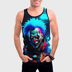 Майка-безрукавка мужская Злой клоун киберпанк, цвет: 3D-черный — фото 2