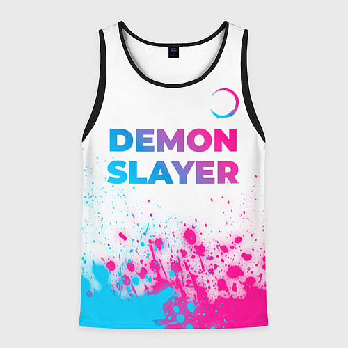 Мужская майка без рукавов Demon Slayer neon gradient style: символ сверху / 3D-Черный – фото 1