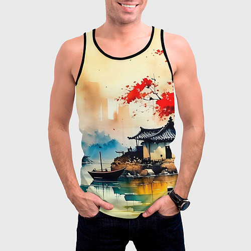 Мужская майка без рукавов Краски природы / 3D-Черный – фото 3