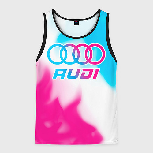 Мужская майка без рукавов Audi neon gradient style / 3D-Черный – фото 1