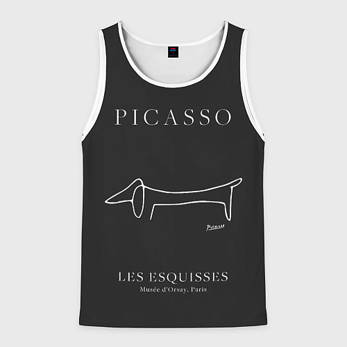 Мужская майка без рукавов Собака на черном - Пабло Пикассо / 3D-Белый – фото 1