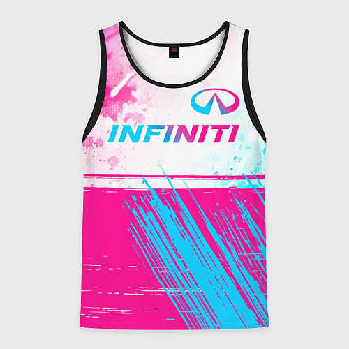 Мужская майка без рукавов Infiniti neon gradient style: символ сверху / 3D-Черный – фото 1