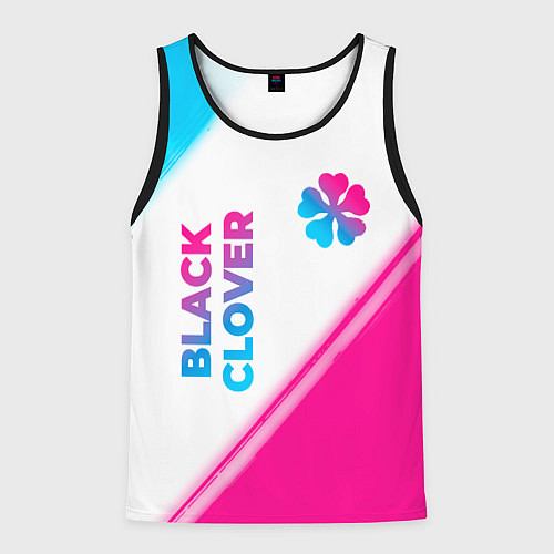 Мужская майка без рукавов Black Clover neon gradient style: надпись, символ / 3D-Черный – фото 1