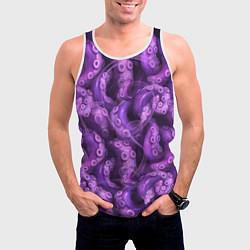 Майка-безрукавка мужская Фиолетовые щупальца и дым, цвет: 3D-белый — фото 2