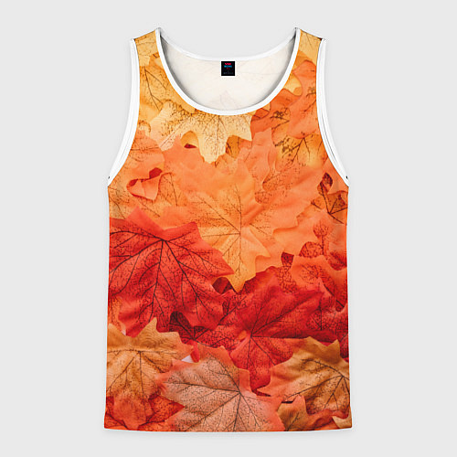 Мужская майка без рукавов Текстура упавших осенних листьев / 3D-Белый – фото 1