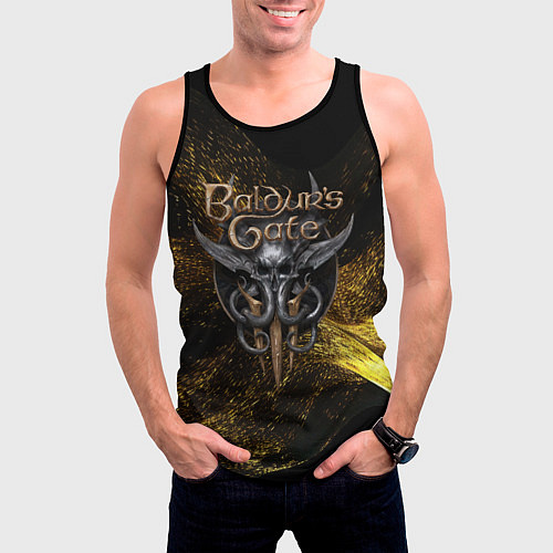 Мужская майка без рукавов Baldurs Gate 3 logo gold black / 3D-Черный – фото 3