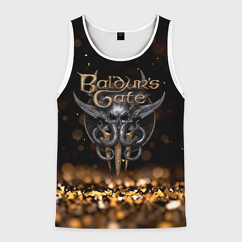 Мужская майка без рукавов Baldurs Gate 3 logo dark gold logo / 3D-Белый – фото 1