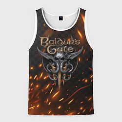 Майка-безрукавка мужская Baldurs Gate 3 logo fire, цвет: 3D-белый