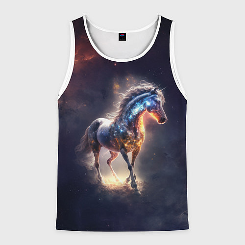 Мужская майка без рукавов Звездный скакун / 3D-Белый – фото 1