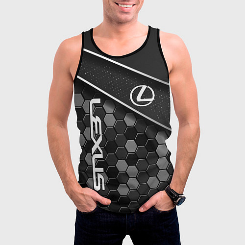 Мужская майка без рукавов Lexus - Строгий технологичный / 3D-Черный – фото 3
