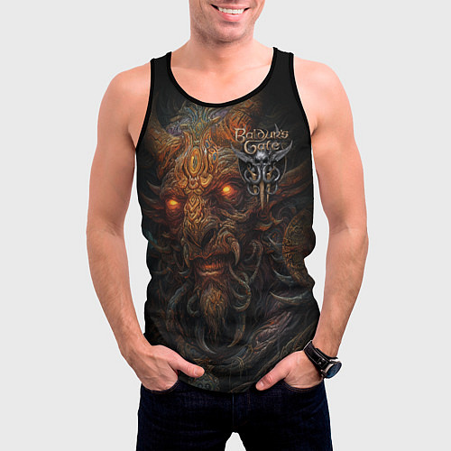 Мужская майка без рукавов Baldurs Gate 3 logo demon / 3D-Черный – фото 3