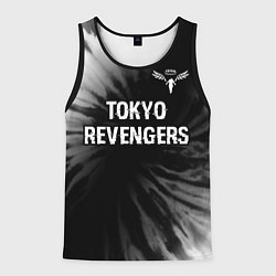 Майка-безрукавка мужская Tokyo Revengers glitch на темном фоне: символ свер, цвет: 3D-черный