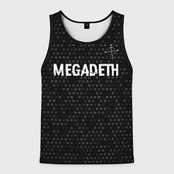 Мужская майка без рукавов Megadeth glitch на темном фоне: символ сверху