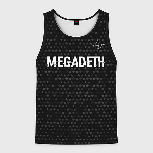 Мужская майка без рукавов Megadeth glitch на темном фоне: символ сверху / 3D-Черный – фото 1