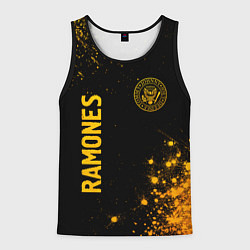 Майка-безрукавка мужская Ramones - gold gradient: надпись, символ, цвет: 3D-черный