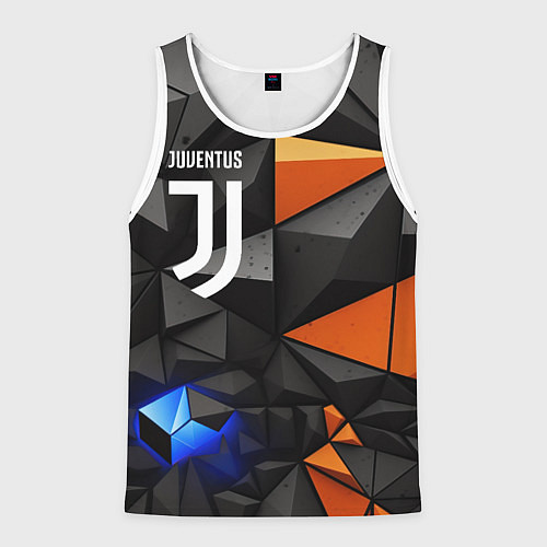 Мужская майка без рукавов Juventus orange black style / 3D-Белый – фото 1