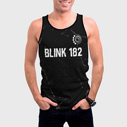 Майка-безрукавка мужская Blink 182 glitch на темном фоне: символ сверху, цвет: 3D-черный — фото 2