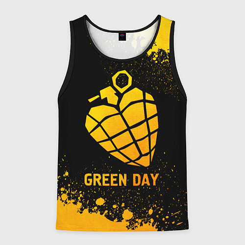 Мужская майка без рукавов Green Day - gold gradient / 3D-Черный – фото 1