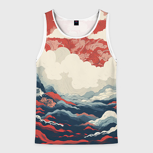 Мужская майка без рукавов Японская живопись / 3D-Белый – фото 1