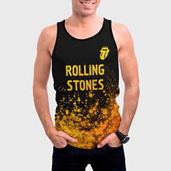 Майка-безрукавка мужская Rolling Stones - gold gradient: символ сверху, цвет: 3D-черный — фото 2