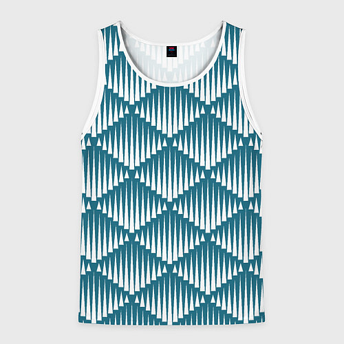 Мужская майка без рукавов Большие синие вдавленные ромбы / 3D-Белый – фото 1