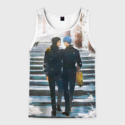 Мужская майка без рукавов Годжо и Гетто - Магическая битва / 3D-Белый – фото 1