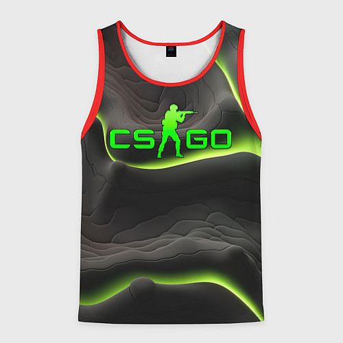Мужская майка без рукавов CSGO green black logo / 3D-Красный – фото 1