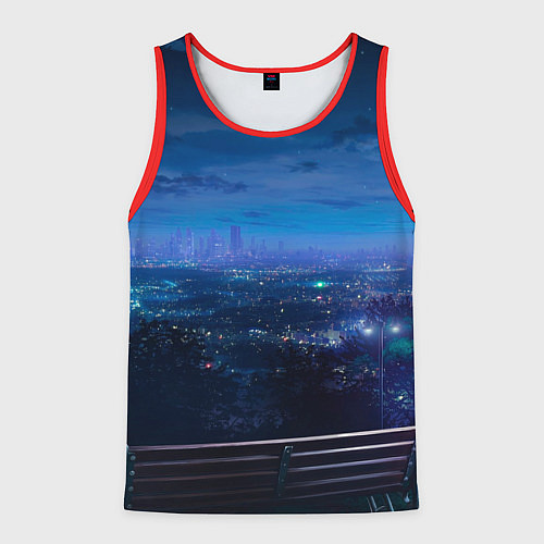 Мужская майка без рукавов Синий город / 3D-Красный – фото 1