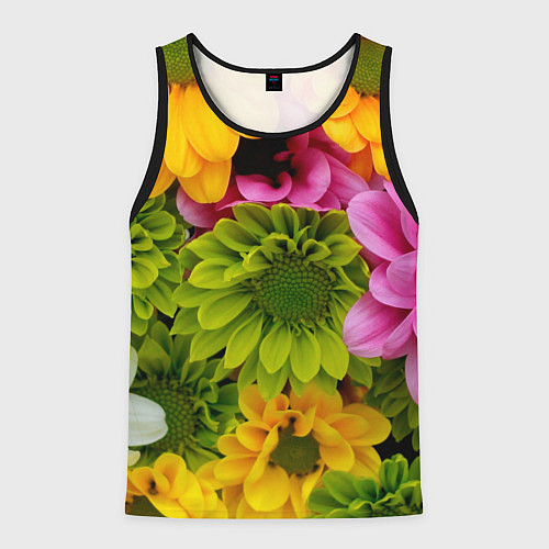 Мужская майка без рукавов Паттерн цветочный / 3D-Черный – фото 1