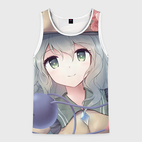 Мужская майка без рукавов Touhou Project Улыбающаяся Койши Комейдзи / 3D-Белый – фото 1
