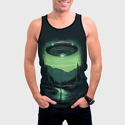 Майка-безрукавка мужская НЛО в лесу, цвет: 3D-черный — фото 2