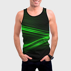 Майка-безрукавка мужская Зеленые абстрактный линии, цвет: 3D-черный — фото 2