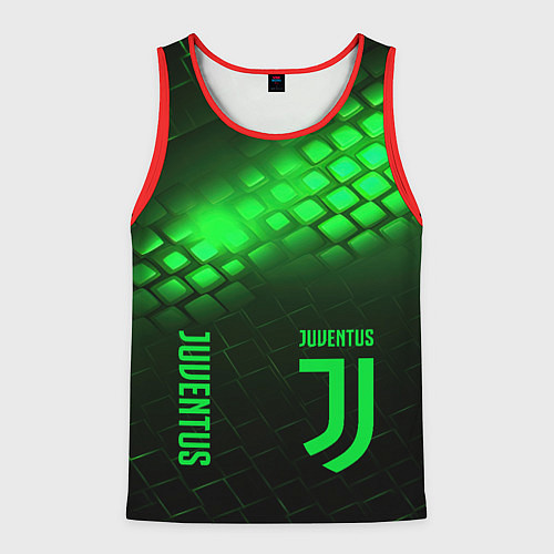 Мужская майка без рукавов Juventus green logo neon / 3D-Красный – фото 1