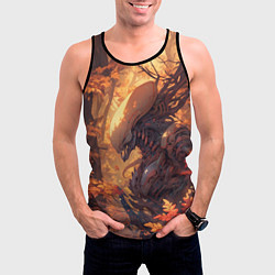 Майка-безрукавка мужская Ксеноморф в осеннем лесу, цвет: 3D-черный — фото 2