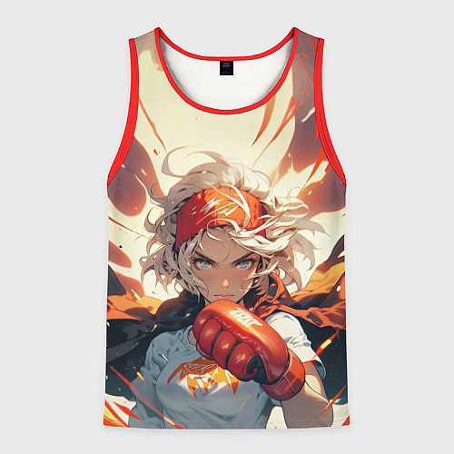 Мужская майка без рукавов Девушка-боец / 3D-Красный – фото 1
