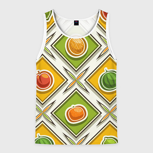 Мужская майка без рукавов Fruits and berries pattern / 3D-Белый – фото 1