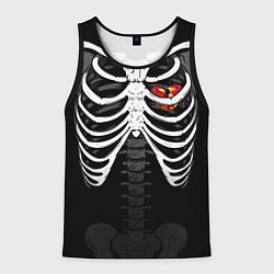 Майка-безрукавка мужская Скелет: ребра с разбитым сердцем, цвет: 3D-черный