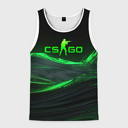 Майка-безрукавка мужская CSGO neon green logo, цвет: 3D-белый