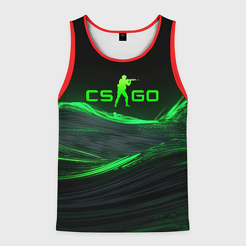 Мужская майка без рукавов CSGO neon green logo / 3D-Красный – фото 1