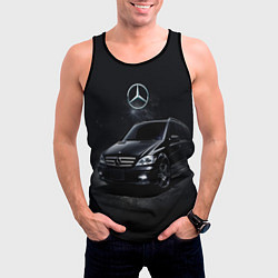 Майка-безрукавка мужская Mercedes black, цвет: 3D-черный — фото 2