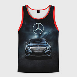 Майка-безрукавка мужская Mercedes Benz black, цвет: 3D-красный
