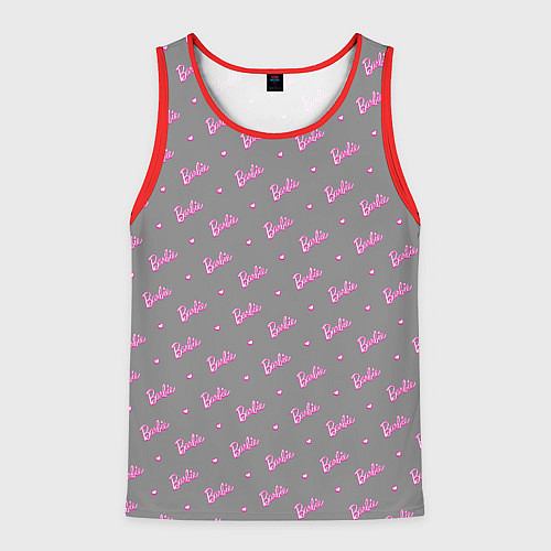 Мужская майка без рукавов Паттерн - Барби и серый фон / 3D-Красный – фото 1